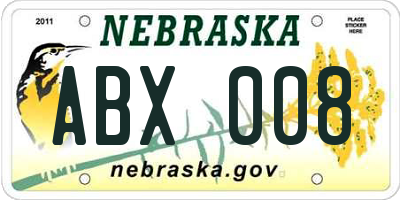 NE license plate ABX008