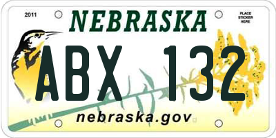 NE license plate ABX132