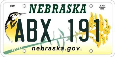 NE license plate ABX191
