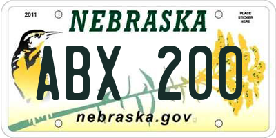 NE license plate ABX200