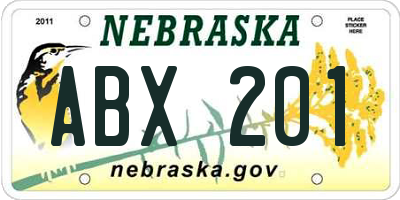 NE license plate ABX201