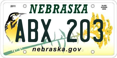 NE license plate ABX203