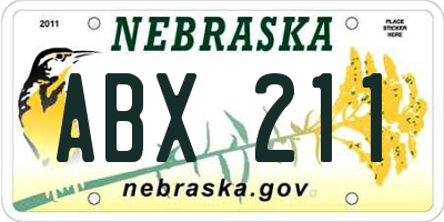 NE license plate ABX211