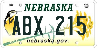 NE license plate ABX215