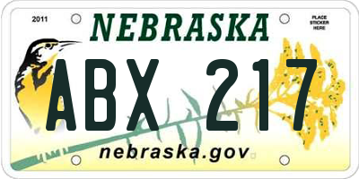 NE license plate ABX217