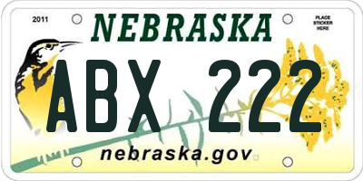 NE license plate ABX222