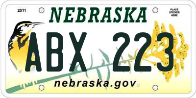 NE license plate ABX223