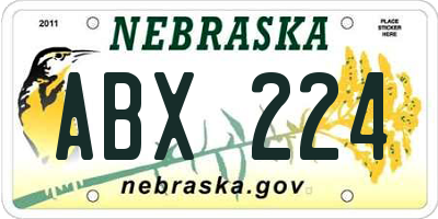 NE license plate ABX224