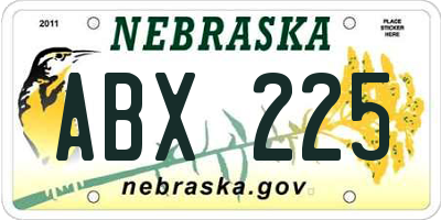 NE license plate ABX225