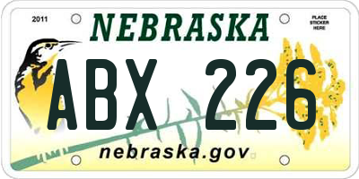 NE license plate ABX226