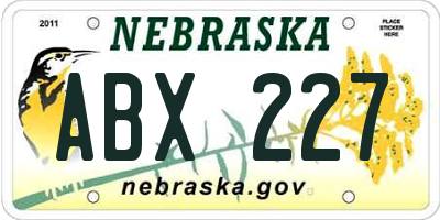 NE license plate ABX227