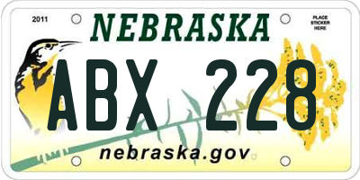 NE license plate ABX228