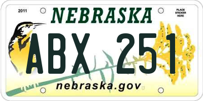 NE license plate ABX251