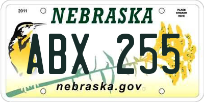 NE license plate ABX255