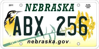 NE license plate ABX256