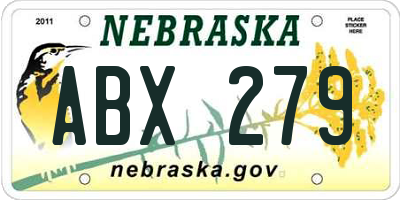 NE license plate ABX279