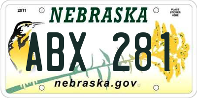 NE license plate ABX281