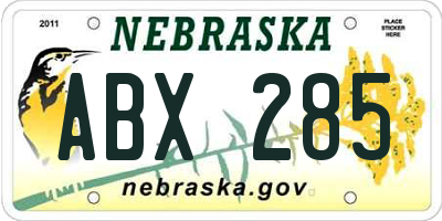 NE license plate ABX285