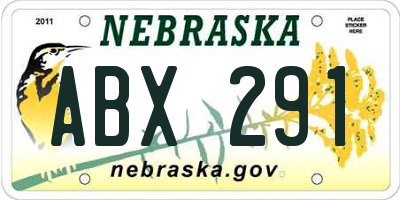 NE license plate ABX291