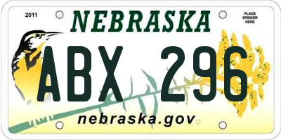 NE license plate ABX296