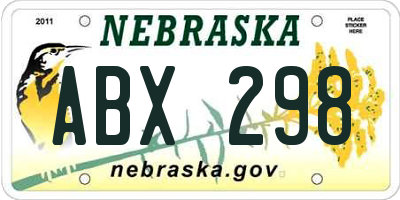 NE license plate ABX298