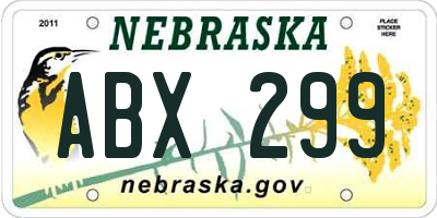 NE license plate ABX299