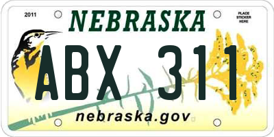 NE license plate ABX311