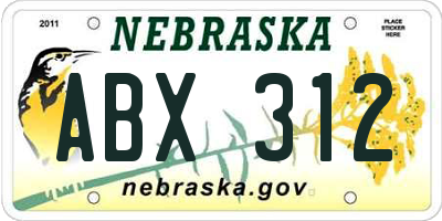 NE license plate ABX312