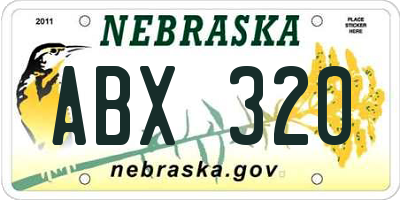 NE license plate ABX320