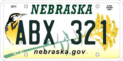 NE license plate ABX321