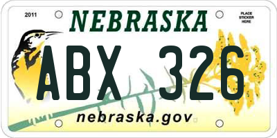 NE license plate ABX326