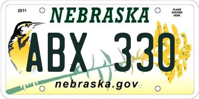 NE license plate ABX330