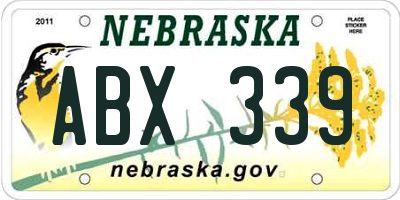 NE license plate ABX339