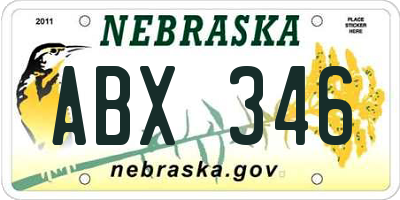 NE license plate ABX346