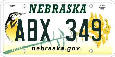 NE license plate ABX349