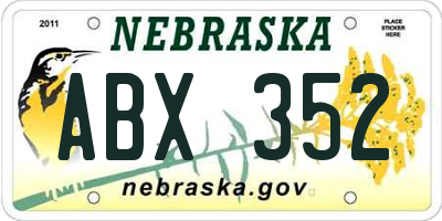 NE license plate ABX352