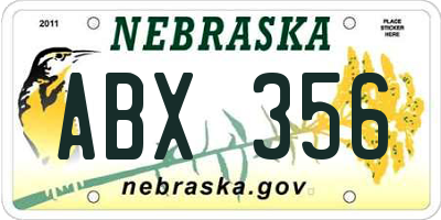 NE license plate ABX356