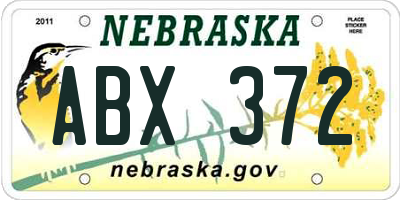 NE license plate ABX372