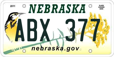 NE license plate ABX377