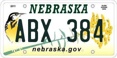 NE license plate ABX384