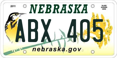 NE license plate ABX405