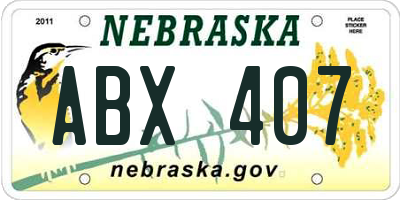 NE license plate ABX407