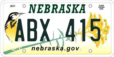 NE license plate ABX415