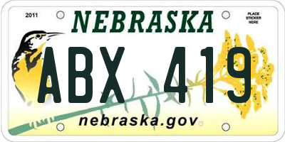 NE license plate ABX419