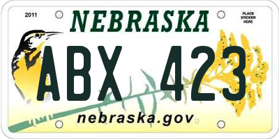 NE license plate ABX423