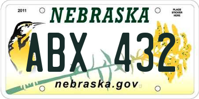 NE license plate ABX432