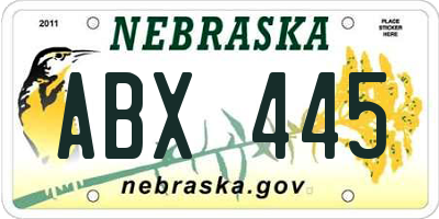 NE license plate ABX445