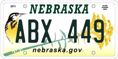 NE license plate ABX449