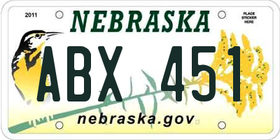 NE license plate ABX451