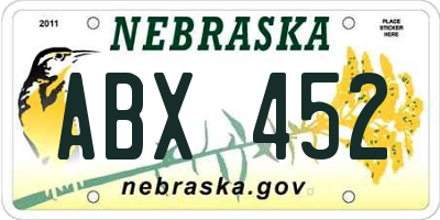 NE license plate ABX452